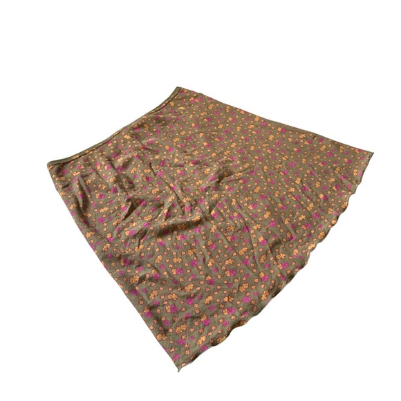 Free People Floral Mini Skirt Green Olive A-Line Bohemian Women’s 6 - Picture 4 of 10